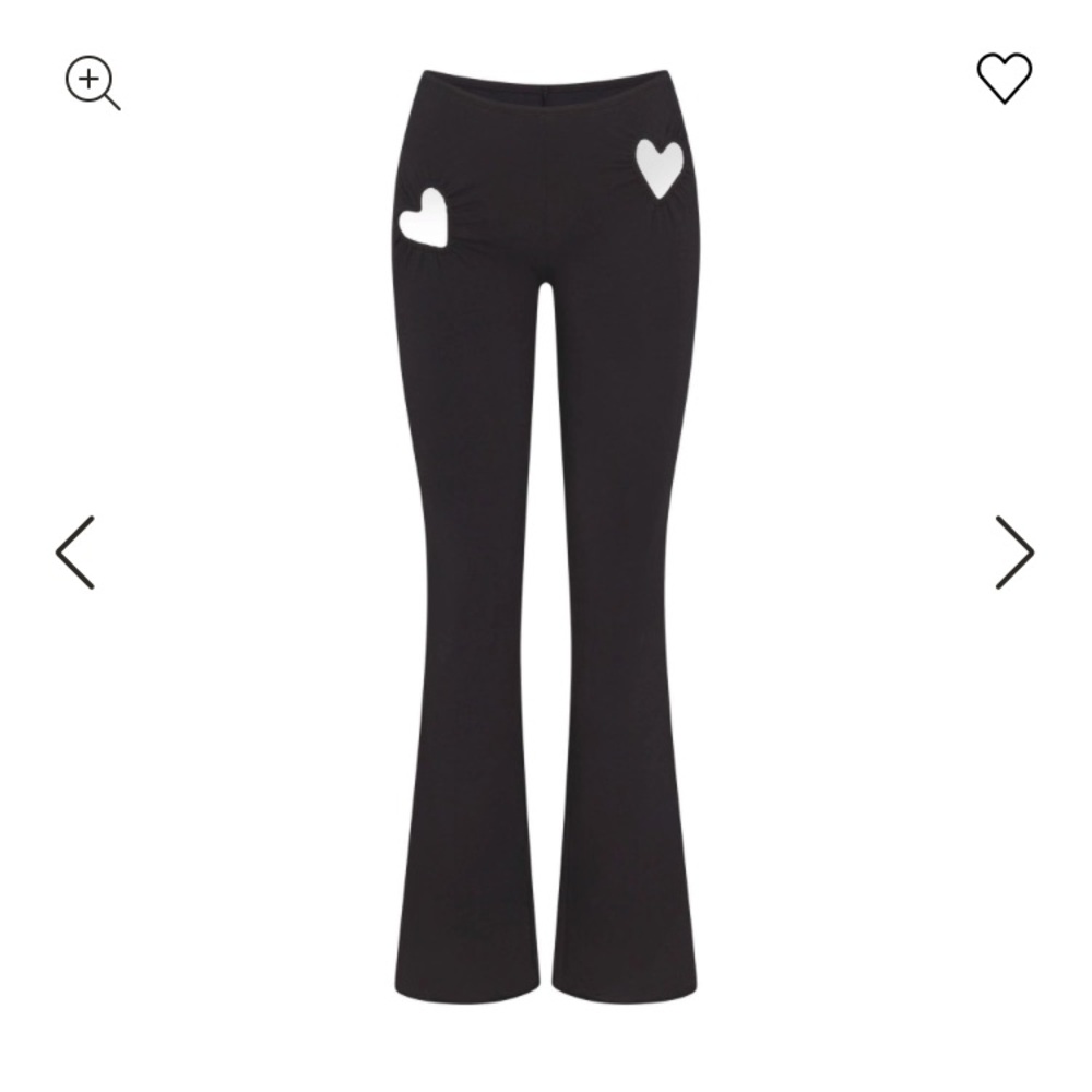 Skims NWOT Large Black Flared Pants with Heart Details